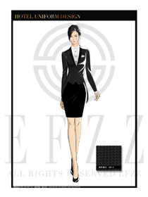 黑色时尚拼图纹女款酒店行李生制服设计图1021