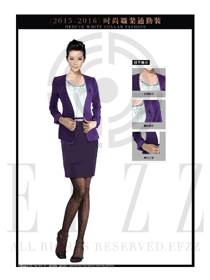 紫色时尚女秋冬通勤装款式图1282