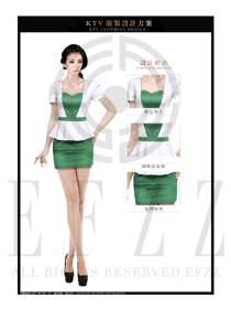 KTV绿色短裙款夜场DJ公主服装设计图801
