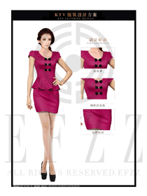 时尚玫红色短裙款KTV夜场DJ公主服装设计图802