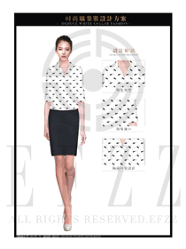 时尚白底黑马女职业装短袖衬衫款式图365