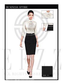时尚黑色小水波女职业装长袖衬衫设计图282