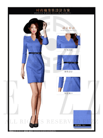 OL时尚天蓝色女职业装夏装制服设计图631