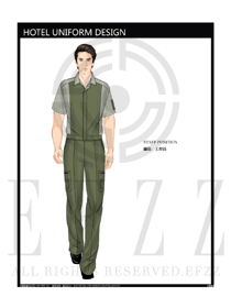 墨绿色工程服短袖夏装制服设计图174