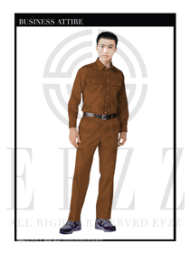 时尚棕色男款长袖工程服制服设计图094