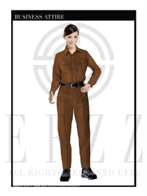 棕色女款长袖工程服制服设计图095