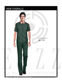 墨绿色男款短袖夏装工程服服装款式图189
