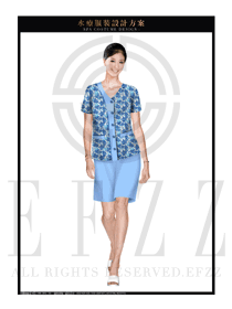时尚天蓝色女款桑拿服制服设计图237