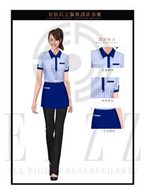 蓝色女款快餐服务生制服设计图192