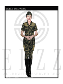 时尚迷彩女款保安服短袖制服设计图261