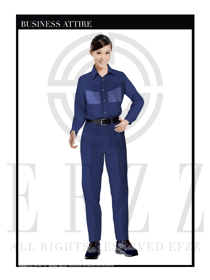 深蓝色女款长袖工程服制服设计图099