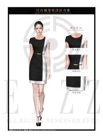 OL时尚黑色女职业装夏装制服设计图649