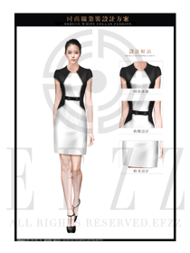 OL时尚白色女职业装夏装制服设计图651