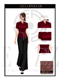 时尚红色石头纹女款快餐服务生服装款式图199