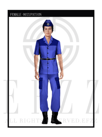 时尚深蓝色男款保安服短袖制服设计图269