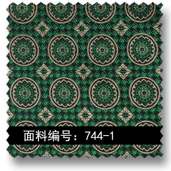 中式传统圆形高密色织提花面料 744-1
