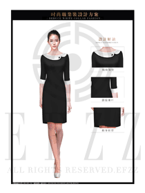 OL时尚黑色女职业装夏装制服设计图659