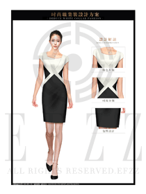 OL时尚黑色女职业装夏装制服设计图667