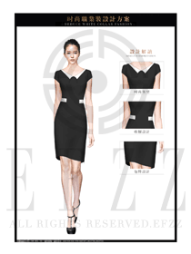 OL时尚黑色女职业装夏装制服设计图673