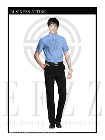 时尚蓝色格子男装短袖衬衫服装款式图040