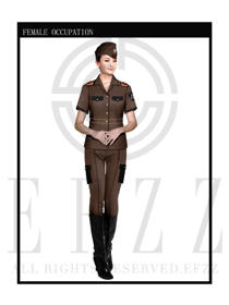 时尚棕色女款保安服短袖制服设计图287