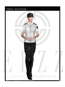 白色女款保安服短袖服装款式图292