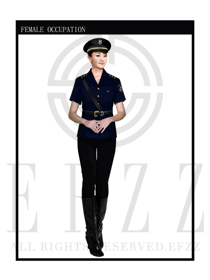 深蓝色女款保安服短袖服装款式图298