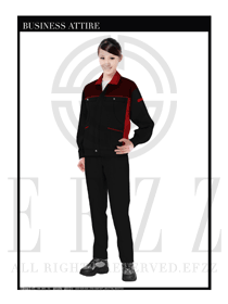 暗红色春秋女款工程服服装设计图1008
