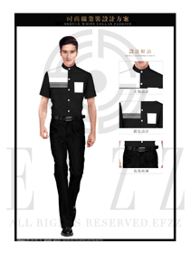  黑色条纹款男装短袖衬衫制服设计图061