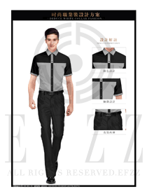 灰色条纹款男装短袖衬衫制服设计图063