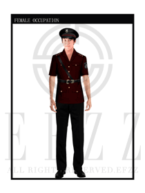 时尚暗红色男款保安服短袖制服设计图301