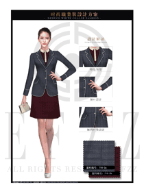 灰色修身款女职业套装服装款式图1325