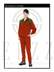 橘红色春秋女款工程服服装设计图1026