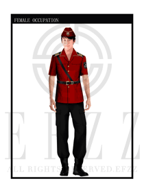 时尚玫红色男款保安服短袖制服设计图313