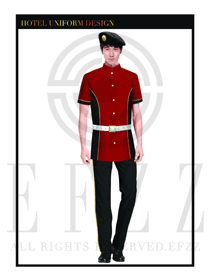 玫红色男款保安服短袖服装款式图316