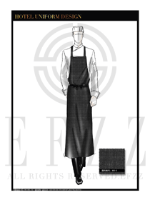时尚深灰色围裙款厨师服装款式设计图387
