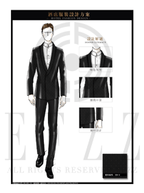 时尚黑色男款西装酒店经理服装设计图456