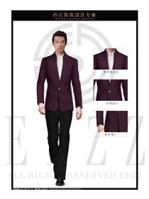 深紫色男款西装酒店经理制服设计图465