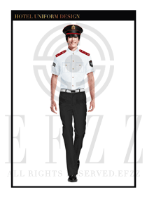 时尚白色男款保安服短袖制服设计图327