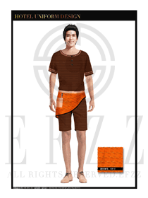 时尚橙色男款水疗SPA服务员服装款式图206