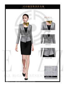 时尚浅灰色女款职业套装制服设计图1358