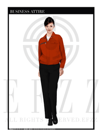 暗红色女款春秋工程服服装设计图1042
