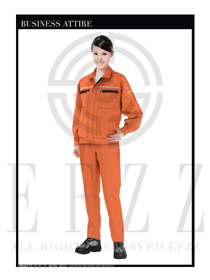 橙色女款长袖维修技工服装款式设计图1062