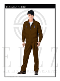时尚棕色男款长袖工程制服设计图1067