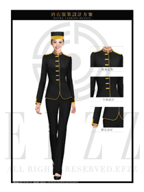 时尚黑色女款修身款星级酒店门童服装款式图1235