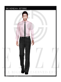 时尚浅粉色男款职业装长袖衬衫款式设计图262