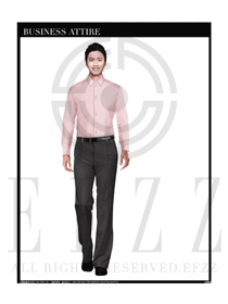 浅粉色男款商务正装长袖衬衫制服设计图263