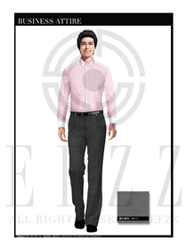 浅粉色男款商务正装长袖衬衫制服设计图265