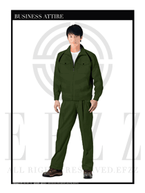 军绿色男款长袖车间工作服装款式设计图1078