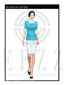 时尚天蓝色女款职业套裙按摩技师制服设计图1373